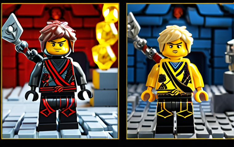 Okay, here are two image prompts based on the provided Ninjago behind-the-scenes information, designed for Stable Diffusion: