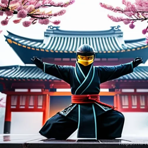 닌자고 스핀짓주 기술의 비밀 - **Prompt:** A skilled Ninjago-style ninja, gender-neutral and wearing a complete, modest ninja unifo...